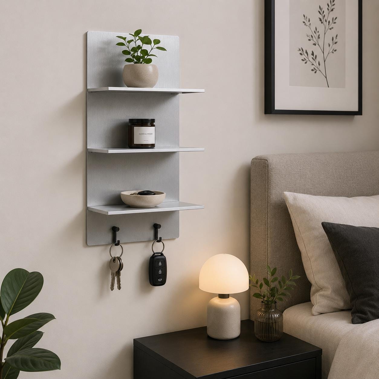 Wall Shelf with Key Hooks - image 7