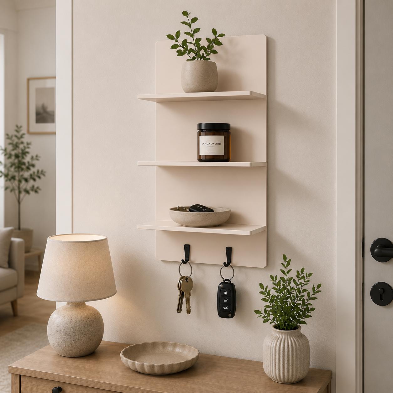 Wall Shelf with Key Hooks - image 4