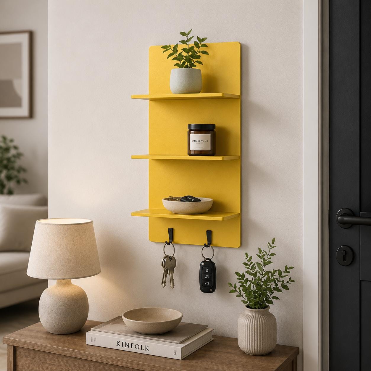 Wall Shelf with Key Hooks - image 2