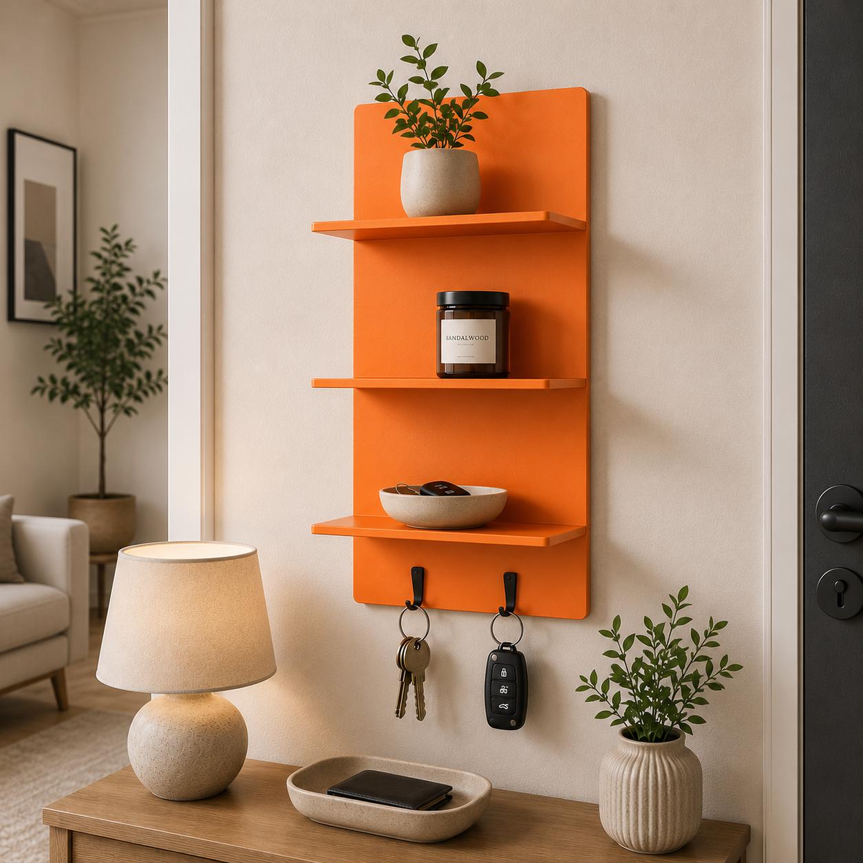 Wall Shelf with Key Hooks - image 5